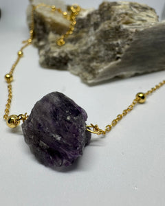 Amethyst hálsmen á styttri keðju
