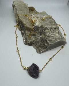Amethyst hálsmen á styttri keðju